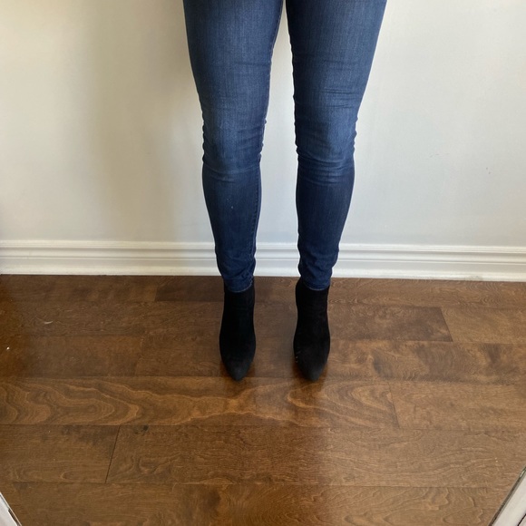 PRADA HEELED BOOTIES SUEDE Size 39 or 9 US Black 5 inch heel - Picture 5 of 15